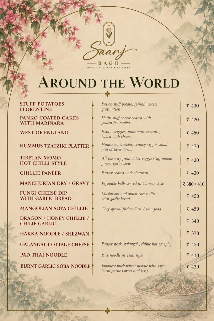Saanj Bagh — Around the World Menu