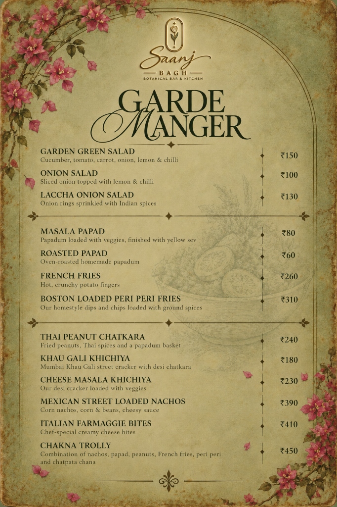 Saanj Bagh — Garde Manger Menu